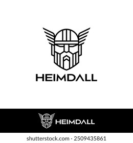 Heimdall capacete logotipo mitologia nórdica. logotipo viking cabeça simples moderno