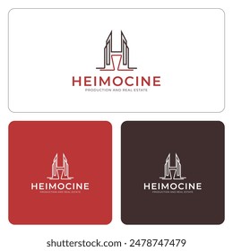 Heimocine Real Estate and Film Production Lettermark Combinación de Marca Letra H Logo