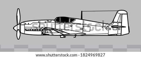 Heinkel He 100. World War 2 fighter aircraft. Side view. Image for illustration and infographics.