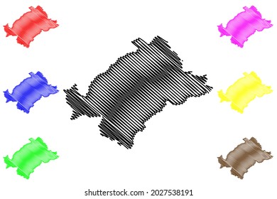 Heinsberg district (Federal Republic of Germany, State of North Rhine-Westphalia, NRW, Cologne region) map vector illustration, scribble sketch Heinsberg map