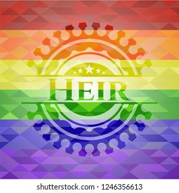 Heir emblem on mosaic background with the colors of the LGBT flag