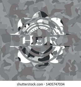 Heir grey camouflage emblem. Vector Illustration.