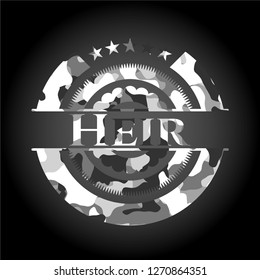 Heir on grey camouflaged pattern