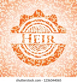 Heir orange mosaic emblem with background