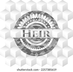 Su emblema gris realista con fondo blanco cúbico. 