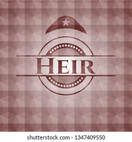 Heir red badge with geometric background. Seamless.