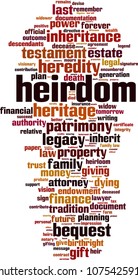 Heirdom word cloud concept. Vector illustration