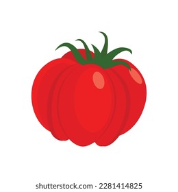 Los cultivares de tomate de flores también llamaron tomate de herencia. Ilustración vectorial aislada en fondo blanco. Para etiqueta de plantilla, embalaje, web, menú, logotipo, textil, icono