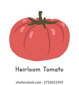 Ilustración vectorial plana de la historieta del tomate de la reliquia aislada en el fondo blanco