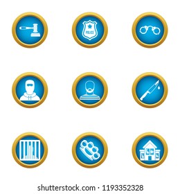 Heist icons set. Flat set of 9 heist vector icons for web isolated on white background