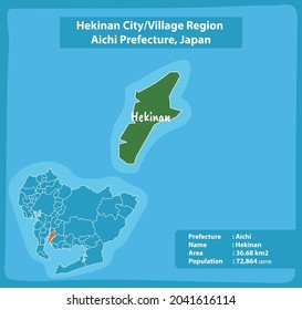 Hekinan City Village Region Aichi Prefecture Map, Japan