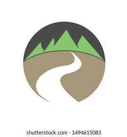 Heking logo, mountain climbing tour, flat and simple design