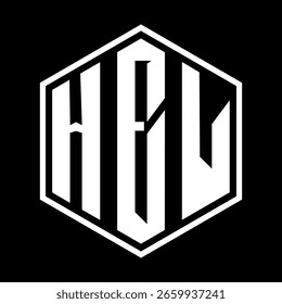 Diseño de letra HEL. Diseño de logotipo de tecnología de letras HEL sobre fondo negro. Diseño de logo HEL Monogram para un emprendedor y negocio	