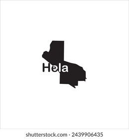 Hela Papua New Guinea map and black lettering design on white background