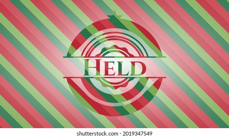 Held christmas emblem background. Vector Illustration. Detailed. 