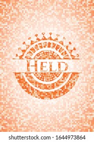 Held orange mosaic emblem with background