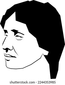 Helen Keller, American Author and Activist, 1880 - 1968, Stylized Black and White Vector Illustration