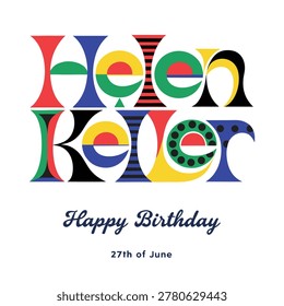 Helen Keller Day Typography Vector Text