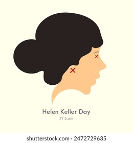 Helen Keller Vector de día, ilustración. Helen Keller Plantilla de fondo de la Semana de Concientización para Sordos Ciegos.