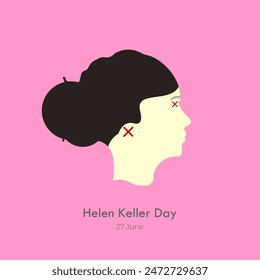 Helen Keller Day Vektorgrafik, Illustration. Helen Keller Deaf Blind Awareness Week Hintergrund Vorlage.