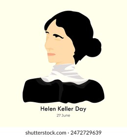 Helen Keller Vector de día, ilustración. Helen Keller Plantilla de fondo de la Semana de Concientización para Sordos Ciegos.