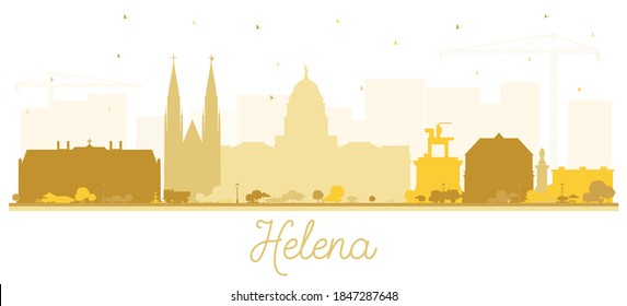 Helena Montana City Skyline Silhouette with Golden Buildings Isolated on White. Vector Illustration. Business Travel and Tourism Concept with Historic Architecture. Helena USA Cityscape with Landmarks