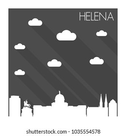 Helena Montana Skyline City Flat Silhouette Design Background