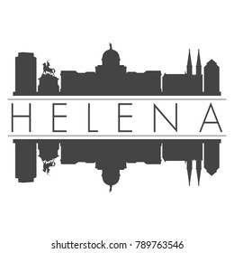 Helena Montana USA Skyline Vector Art Mirror Silhouette Emblematic Buildings