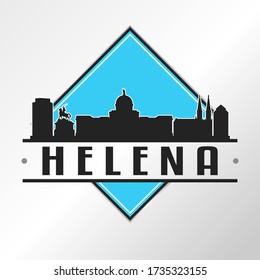 Helena, MT, USA Skyline Logo. Adventure Landscape Design Vector Illustration.
