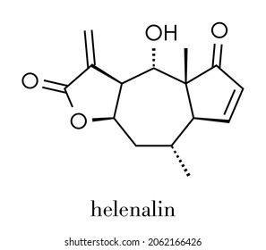 Helenalin sesquiterpene lactone molecule. Toxin found in Arnica montana. Skeletal formula.