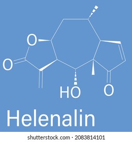 Helenalin sesquiterpene lactone molecule. Toxin found in Arnica montana. Skeletal formula.