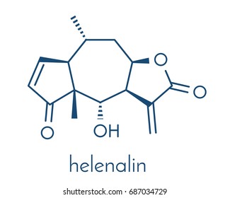 Helenalin sesquiterpene lactone molecule. Toxin found in Arnica montana. Skeletal formula.
