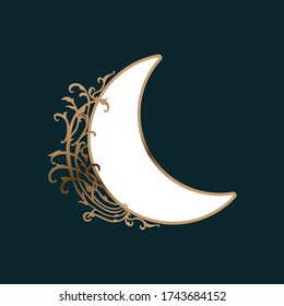 helf moon with ornamental illustration
