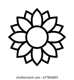 Helianthus or sunflower blossom line art vector icon for flower apps and websites