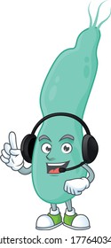 Helicobacter pylory cartoon character style speaking on headphone. Vector illustration