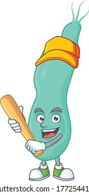 Helicobacter pylory cartoon design concept of hold baseball stick. Vector illustration