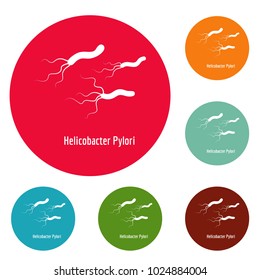 Helicobacter pylory icons circle set vector isolated on white background