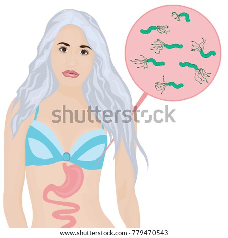 helicobacter in stomach sign vector illustration in cartoon style