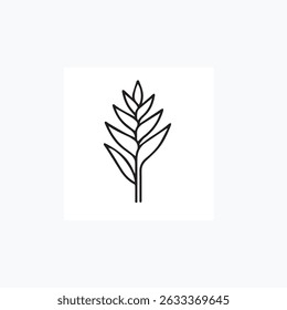 Heliconia Flower Icon Outline - Ilustração de vetor no fundo branco