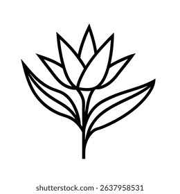 Heliconia Flower Outline Vector Icon Free Downloadable Botanical Illustration for Design Projects