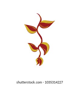 Heliconia Rostrata Tropical Flower Hand Drawn Illustration