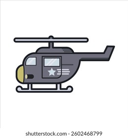 Helicopter Aerial Transport Modern, Editable Vector Colored Illustration For Transportation and Vehicle Design
