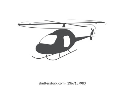 Helicopter, air transport, aerial vehicle symbol isolated on white background.