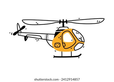 Helicopter as Aircraft Flying in the Air Vector Illustration