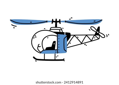 Helicopter as Aircraft Flying in the Air Vector Illustration