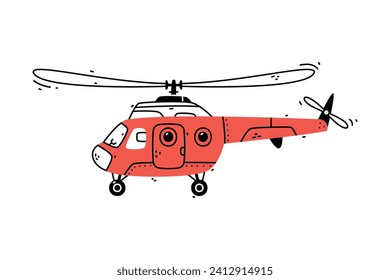 Helicopter as Aircraft Flying in the Air Vector Illustration