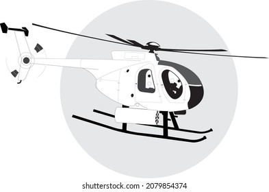 Helicopter Aircraft Outline Transport Vehicle Chopper Flying Vector Illustration Isolated