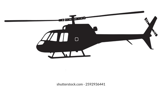 Helicopter Aircraft Silhouette Against Isolated White Background Transparent PNG