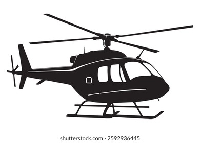 Helicopter Aircraft Silhouette Against Isolated White Background Transparent PNG