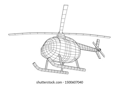 Helicopter aircraft vehicle. Wireframe low poly mesh vector illustration.